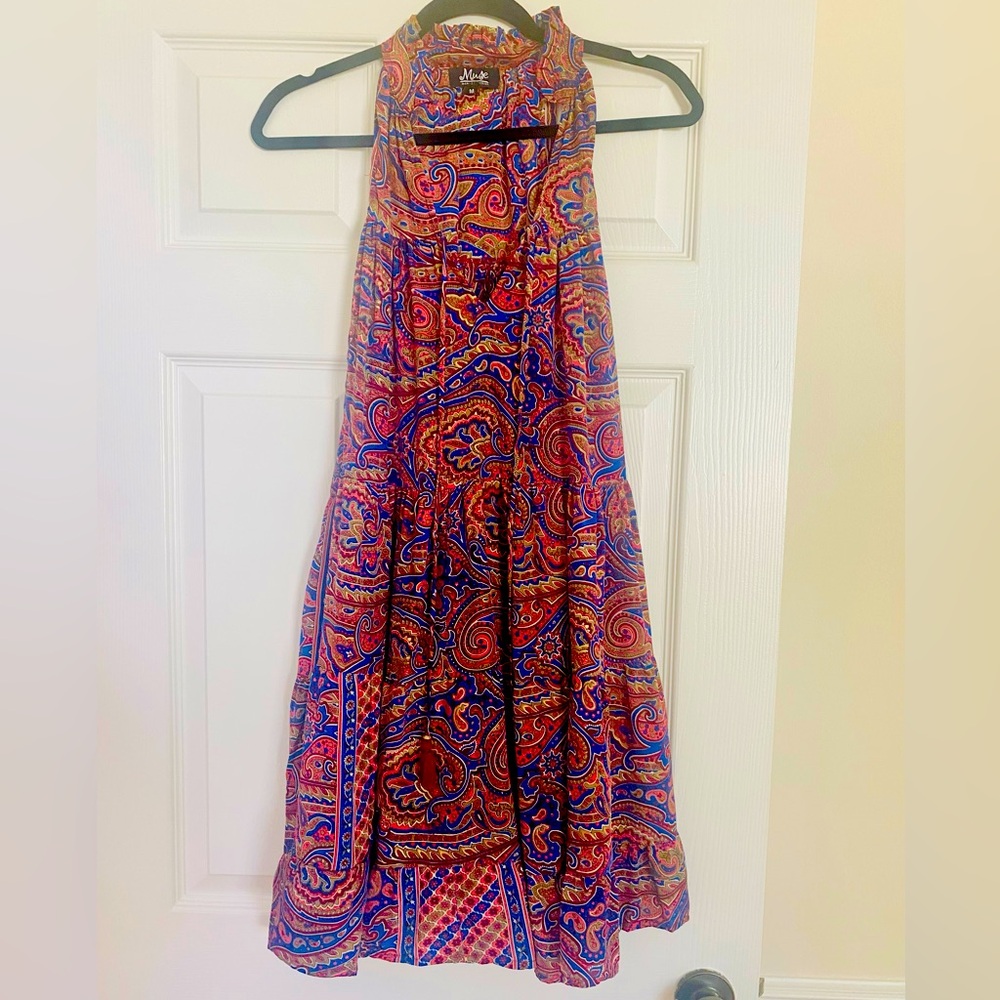 Muse by Anthropology Boho Tiered Paisley Halter Dress Medium